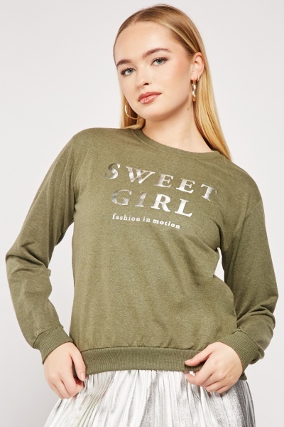 Metallic Logo Print Sweater