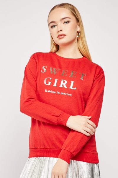 Metallic Logo Print Sweater