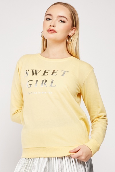 Metallic Logo Print Sweater