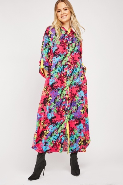 Splattered Paint Print Maxi Dress