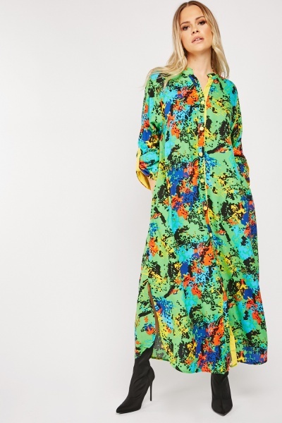 Splattered Paint Print Maxi Dress