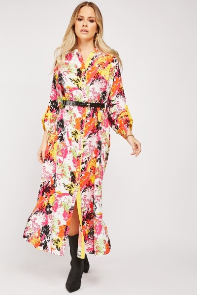 Splattered Paint Print Maxi Dress