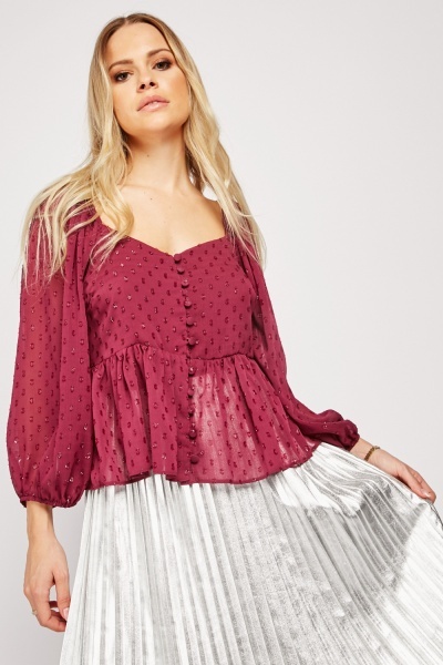 Bobble Textured Sheer Blouse