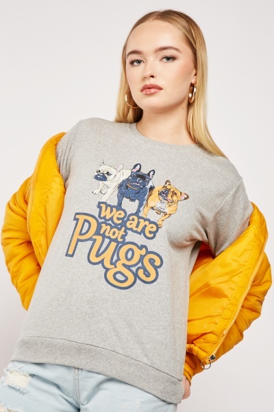 Dogs Print Ribbed Trim Sweater
