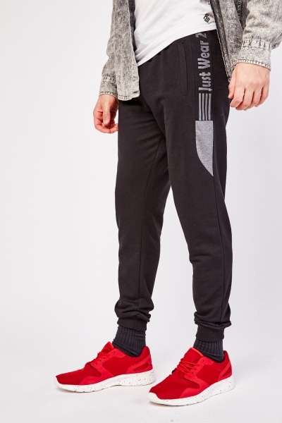 Side Print Mens Fitted Joggers