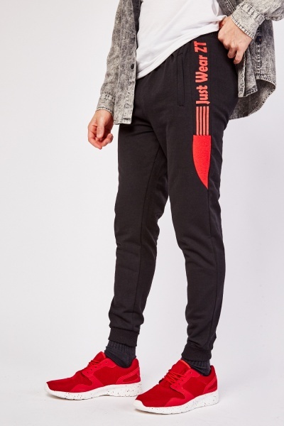 Side Print Mens Fitted Joggers