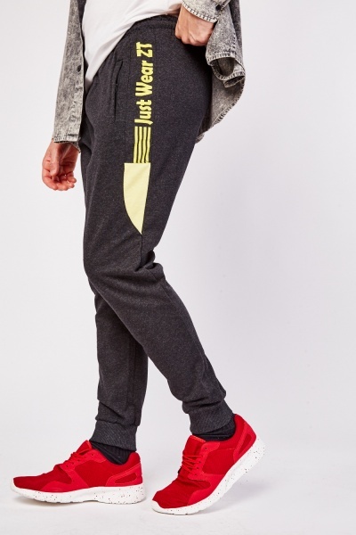 Side Print Mens Fitted Joggers