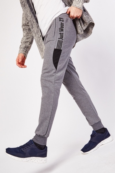 Side Print Mens Fitted Joggers