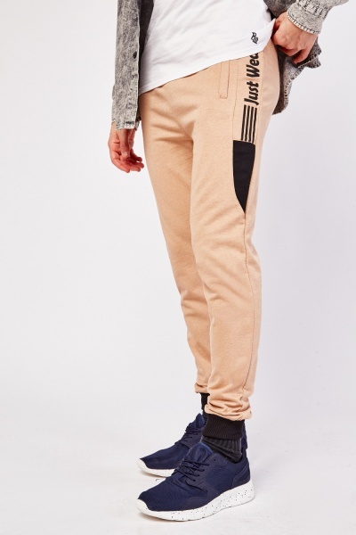 Side Print Mens Fitted Joggers