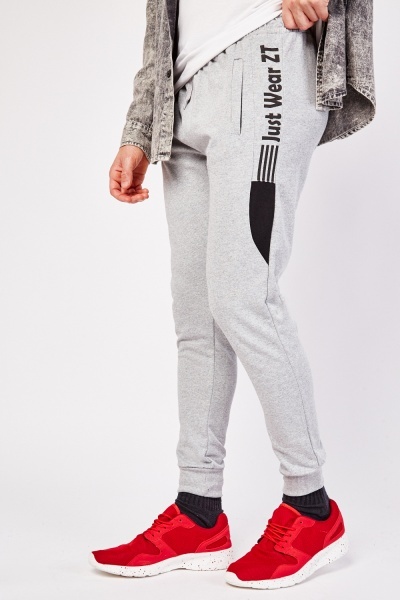 Side Print Mens Fitted Joggers