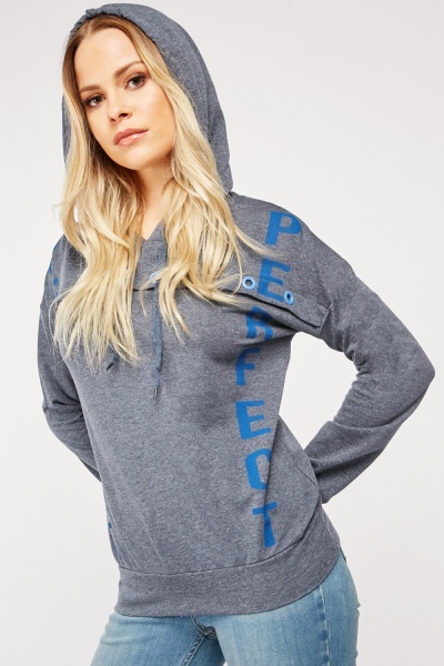 Eyelet Trim Printed Hoodie