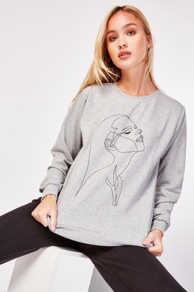 Line Drawing Art Long Sleeve Sweater