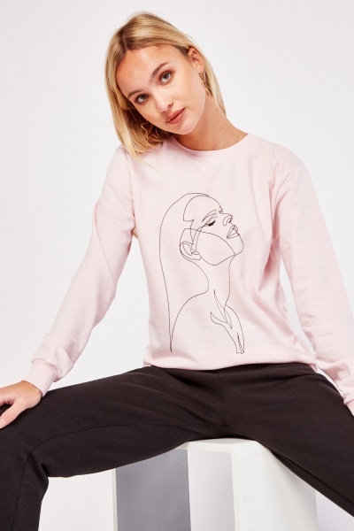 Line Drawing Art Long Sleeve Sweater