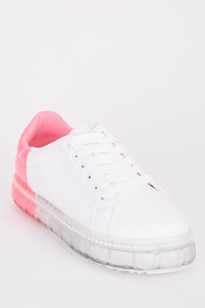 Contrasted Encrusted Transparent Sole Trainers