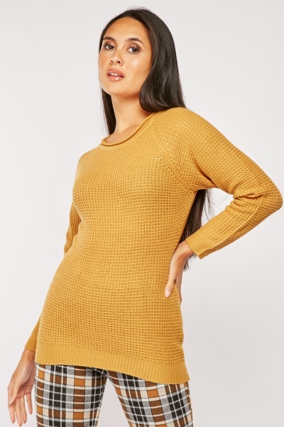 Rolled Neckline Knit Jumper