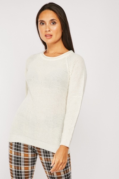 Rolled Neckline Knit Jumper