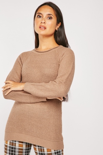 Rolled Neckline Knit Jumper