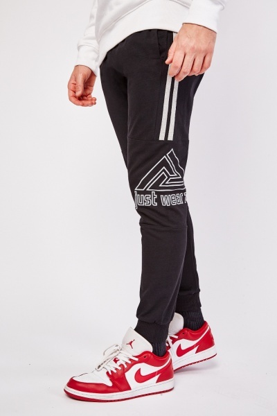 Side Logo Print Mens Cotton Joggers