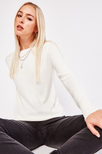 Stitched Trim Fine Knit Jumper