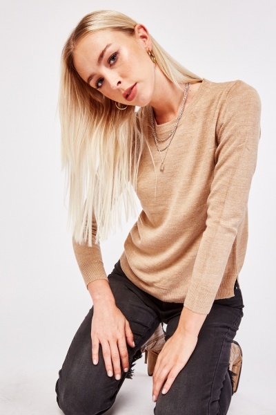 Stitched Trim Fine Knit Jumper