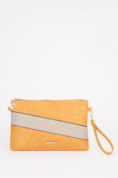 Contrasted Panel Textured Bag