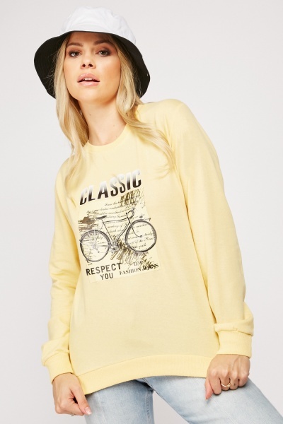 Novelty Printed Panel Long Sleeve Sweater