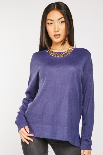 Dropped Shoulder Casual Knit Top