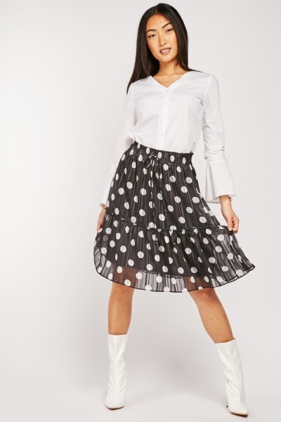 Polka Dot Chiffon Midi Skirt