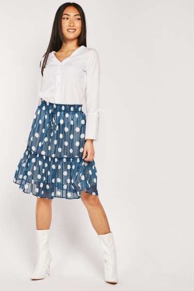 Polka Dot Chiffon Midi Skirt