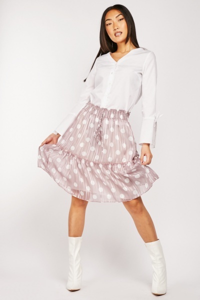 Polka Dot Chiffon Midi Skirt