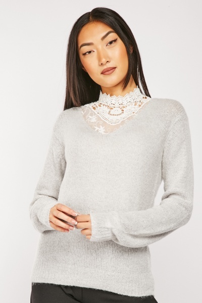 Ribbed Trim Plain Jumper