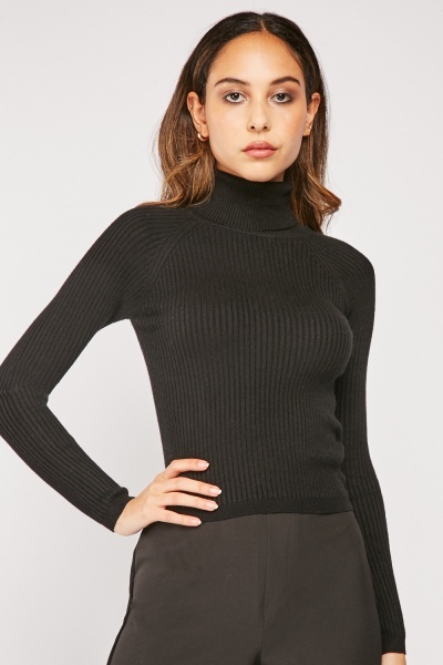 Roll Neck Plain Knit Jumper