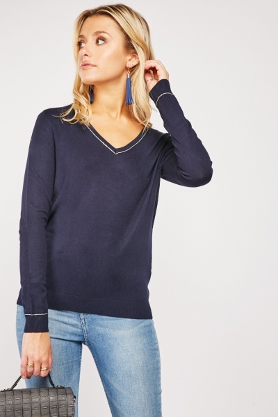 V-Neck Casual Soft Knit Top