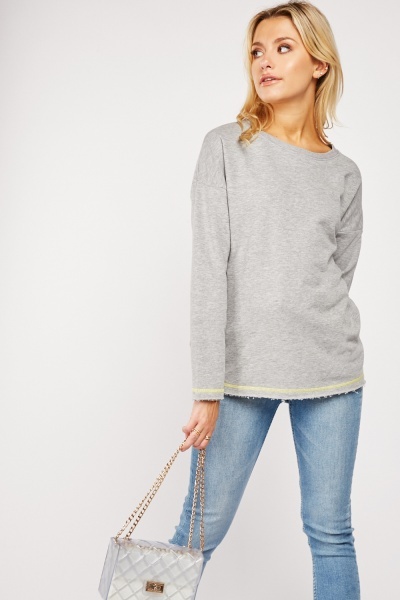 Dropped Shoulder Grey Sweater