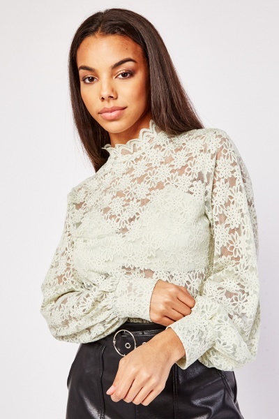 Flower Lace Long Sleeve Top