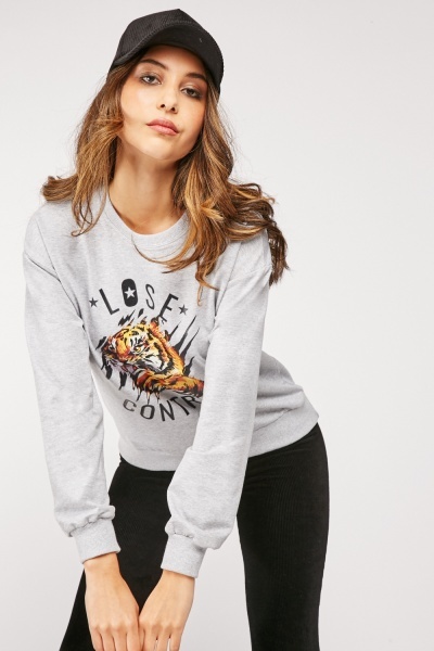 Front Statement Print Sweater