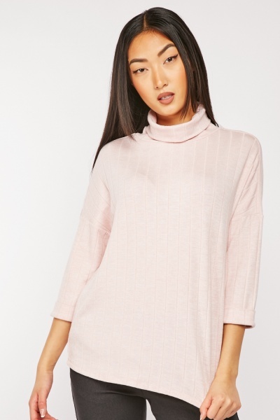 Rolled Sleeve Textured Knit Top