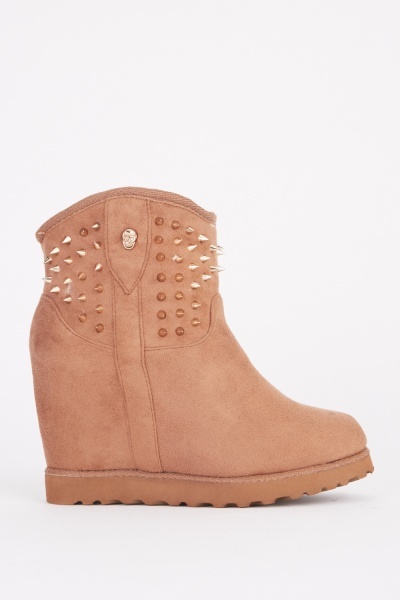 Studded Wedge Ankle Boots