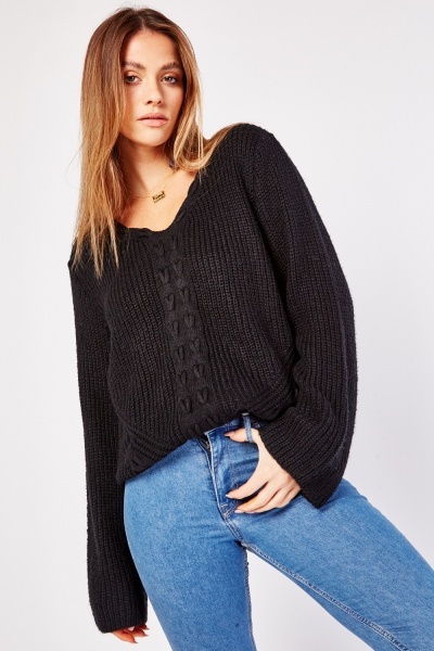 Contrasted Panel Knit Jumper