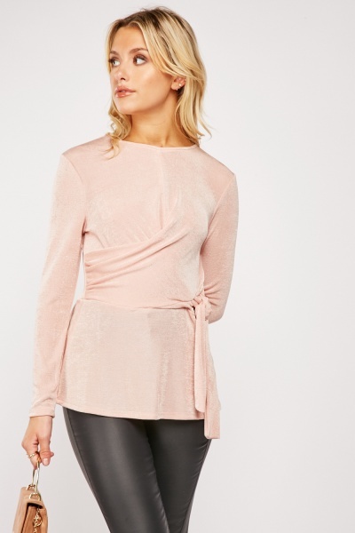 Front Twisted Dusty Pink Blouse