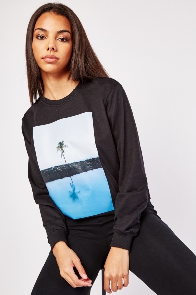 Palm Tree Print Sweater