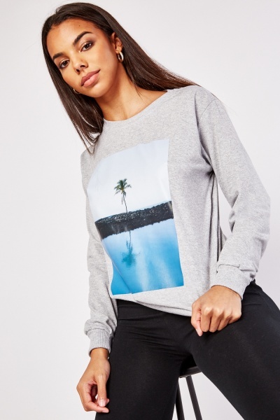 Palm Tree Print Sweater