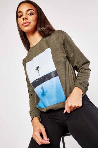 Palm Tree Print Sweater