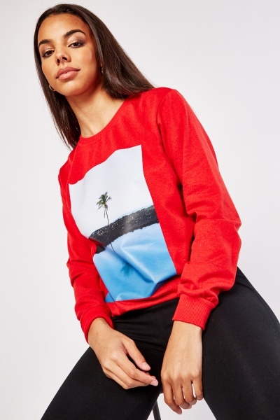 Palm Tree Print Sweater