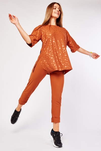 Polka Dot Top And Rolled Hem Trousers Set