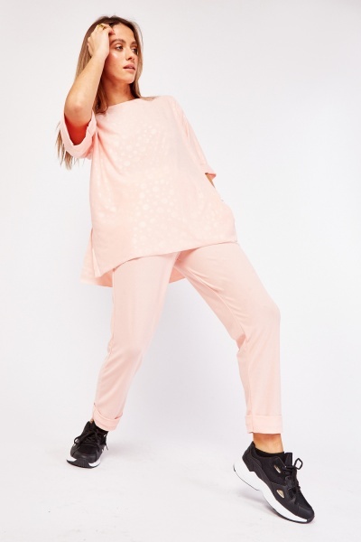 Polka Dot Top And Rolled Hem Trousers Set
