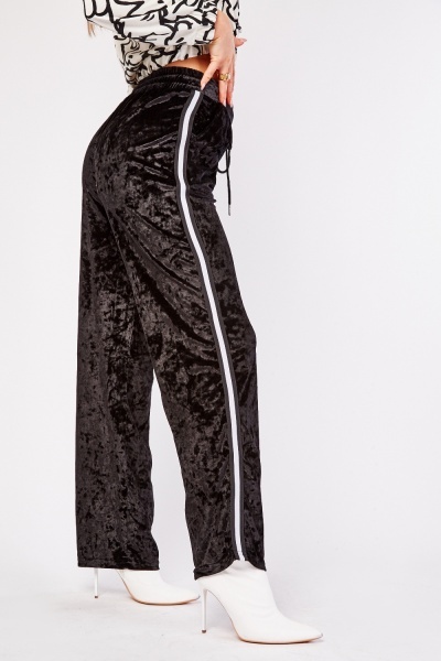 Striped Side Crushed Velveteen Trousers
