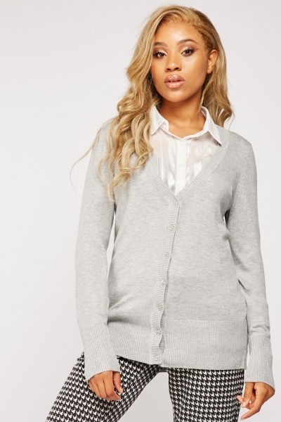 Button Trim Knitted Cardigan