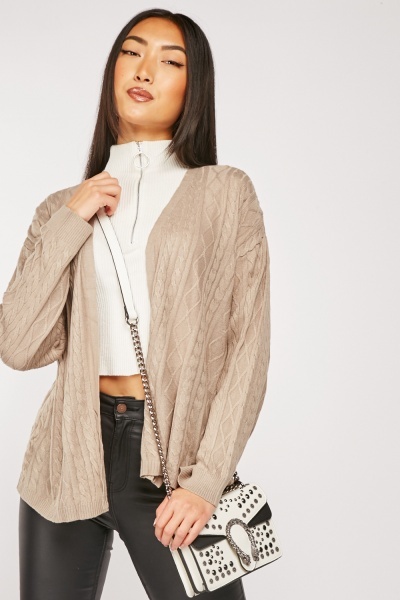 Cable Knit Open Front Cardigan