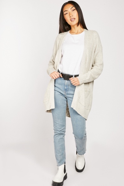 Front Pockets Knitted Cardigan